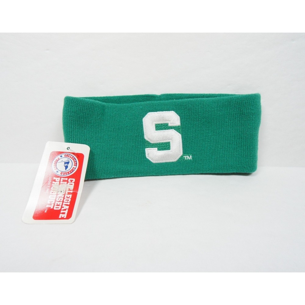 Vintage Michigan State University Headband Adult One Size Green Spartans 90s NEW